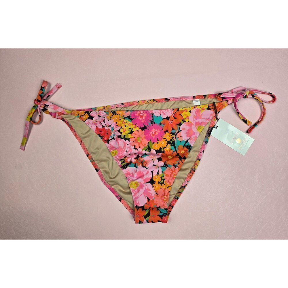 Shade & Shore Floral Print Side Tie Bikini Bottom Large